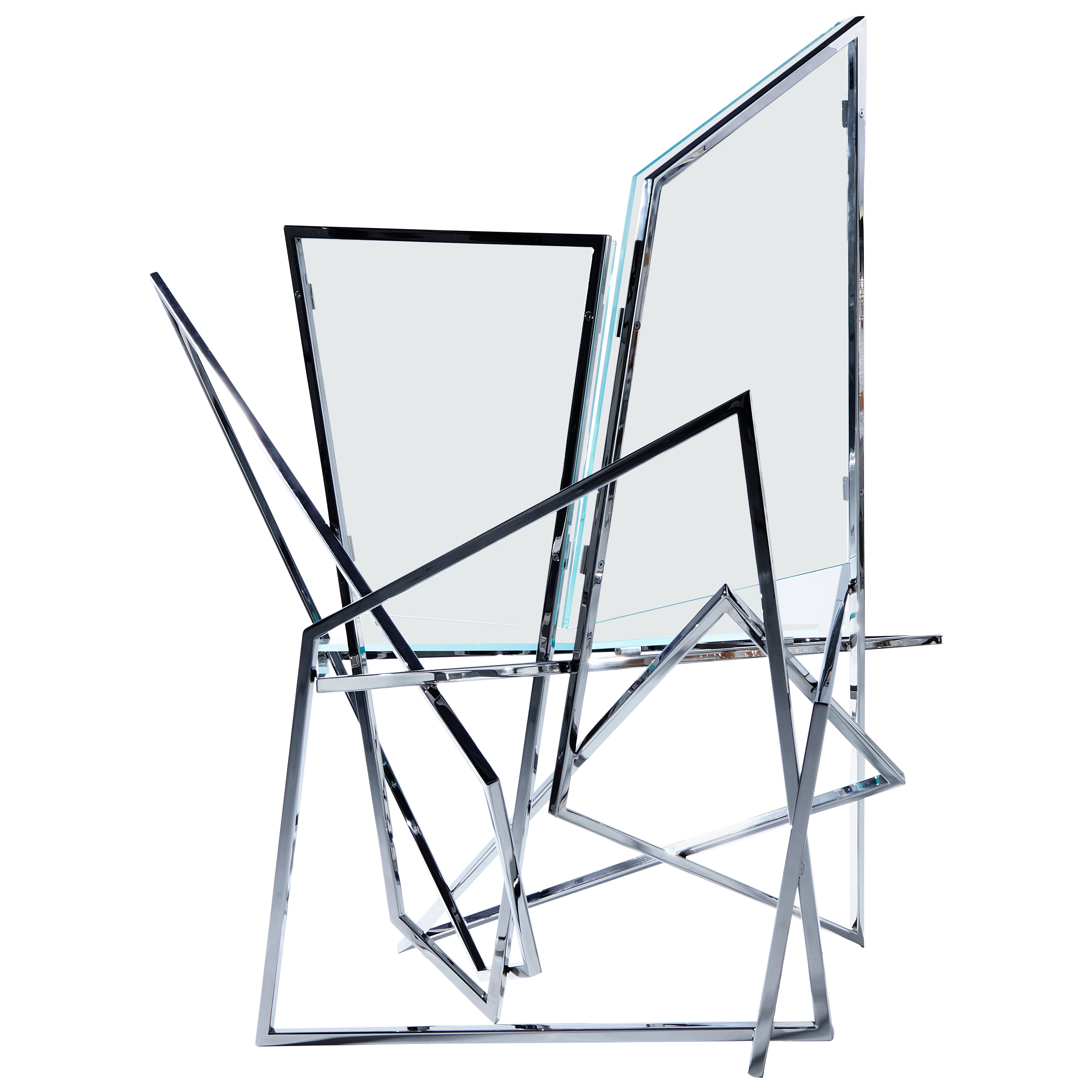 Silla Sitting Bull, de acero inoxidable y cristal transparente, de ORFEO STUDIO