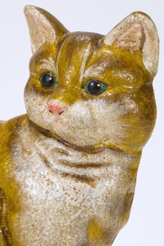 Sitting Cat Door Stop Painted Cast Iron, American Folk Art