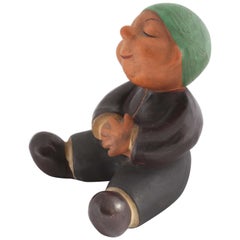 Sitting Ceramic Monk 'Book Support' Manufacture Walter Bosse, Vienna, 1950