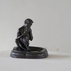 Sitting Faun Luster Glazed Sculpture Early 20th Century