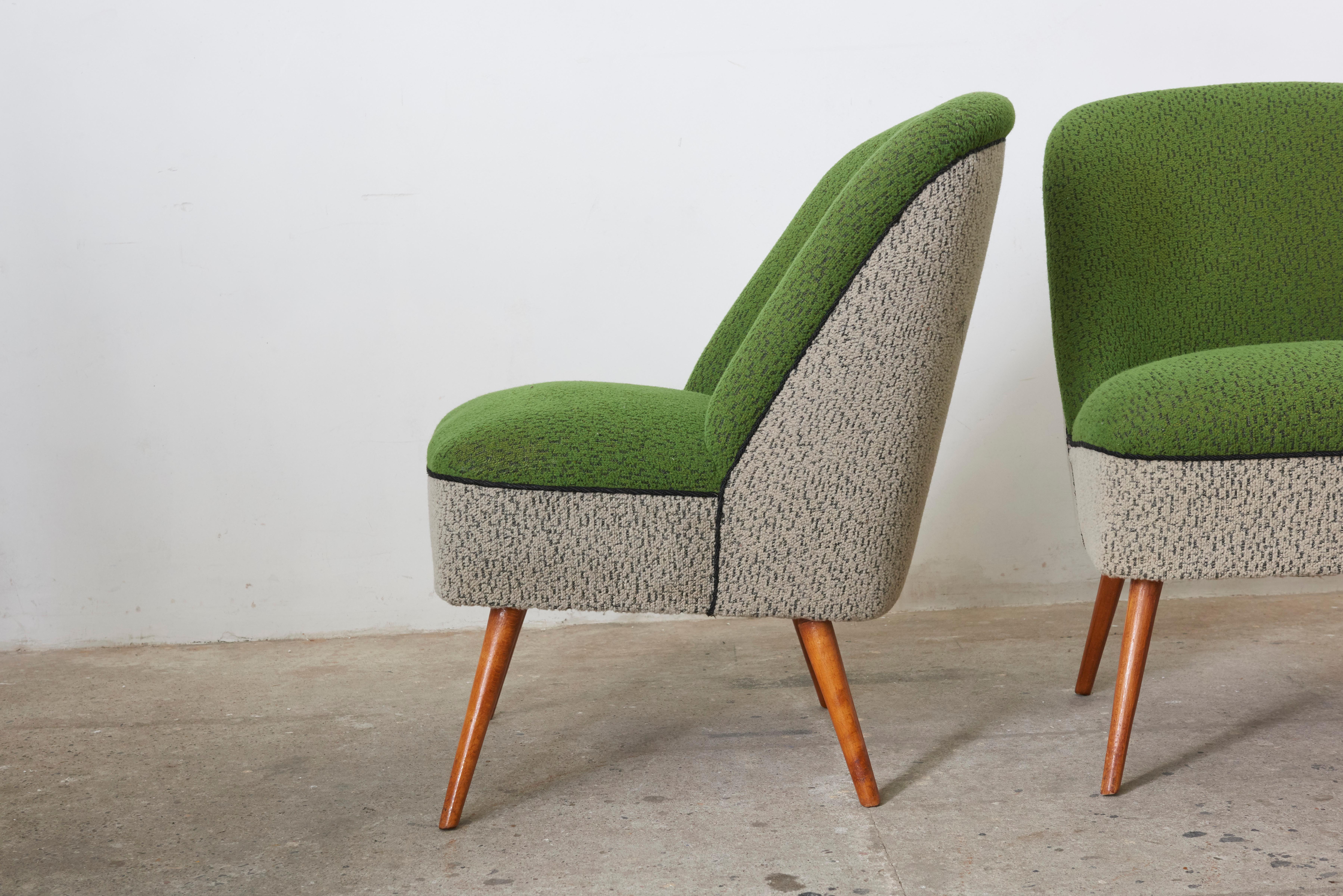 Mid-Century Modern Sitting Group of Green and Gray 1950s Coctail Lounge Chairs, Switzerland