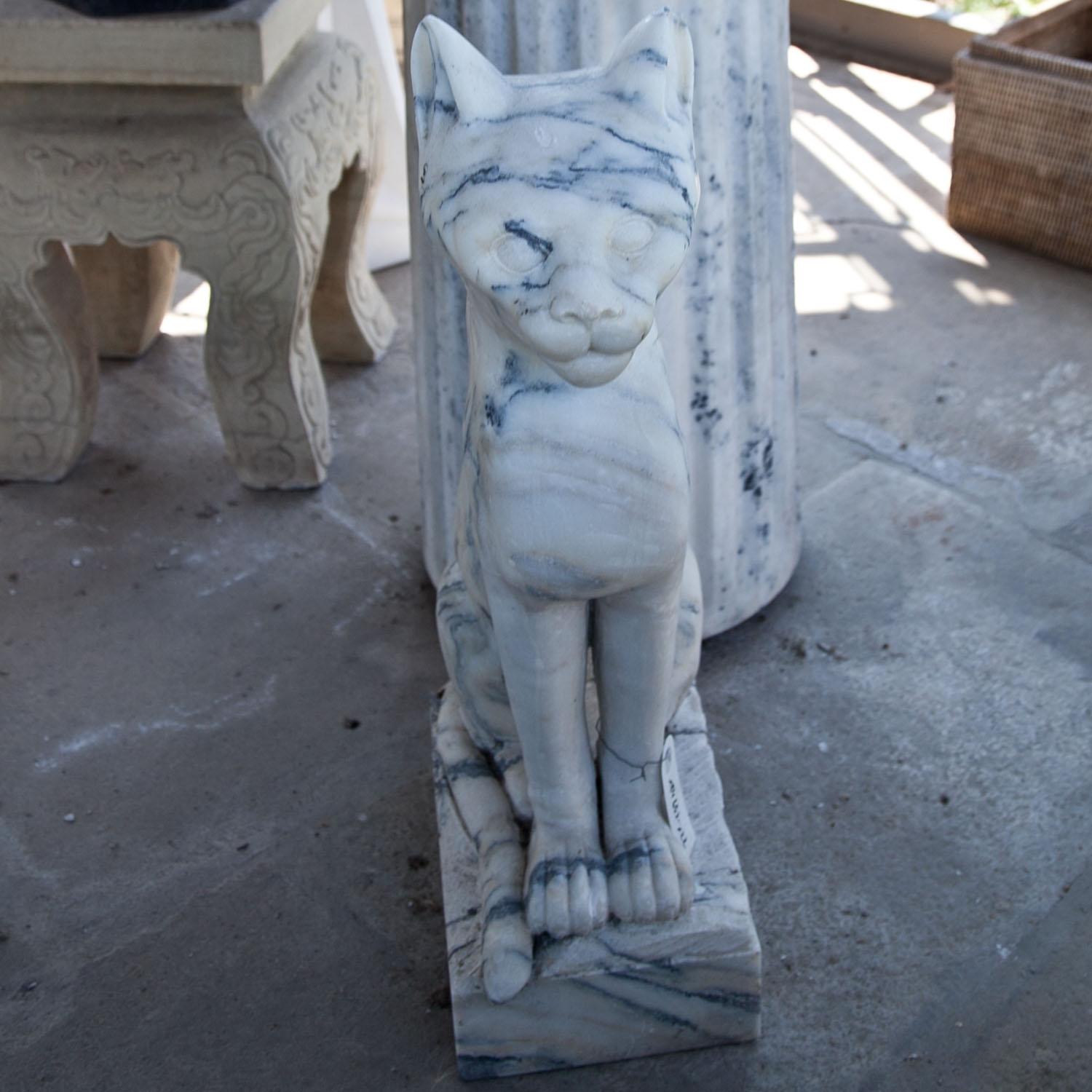 Contemporary Sitting Marble Cat, 21st Century