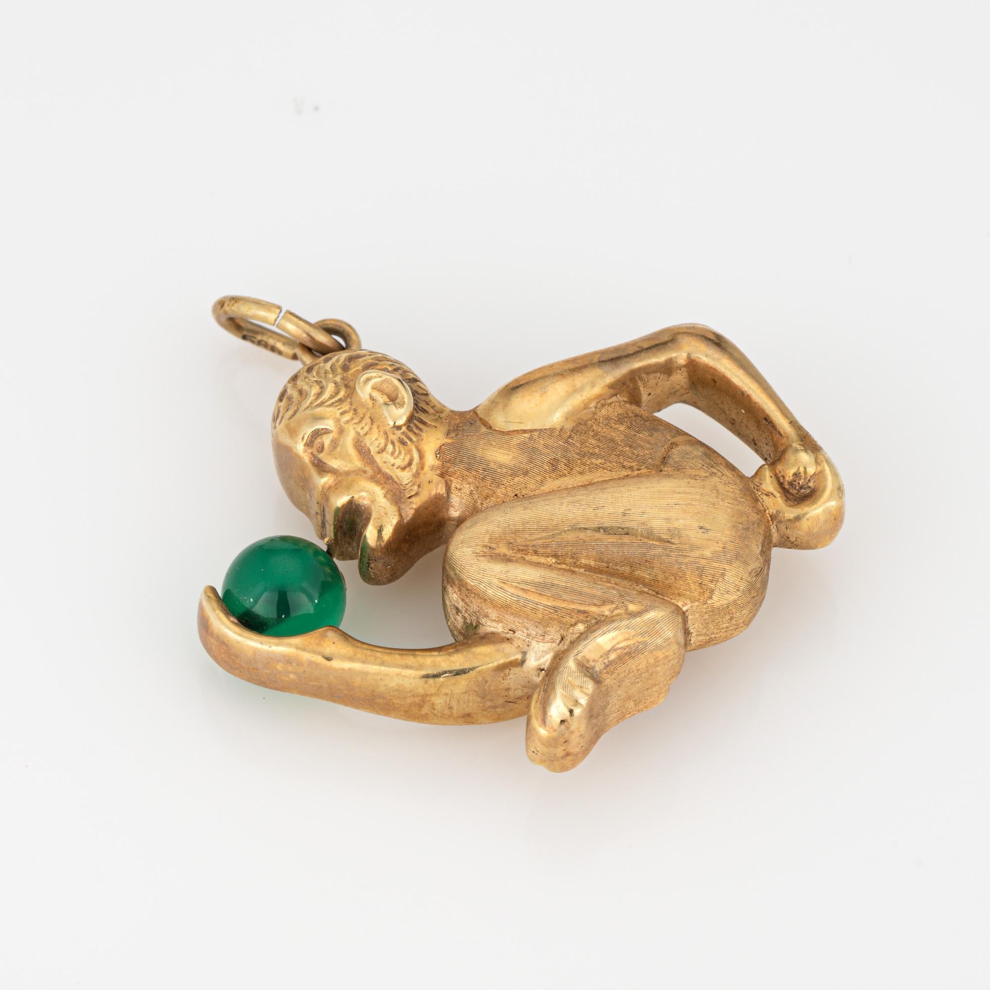 Modern Sitting Monkey Charm Vintage 14k Yellow Gold Fine Animal Jewelry For Sale