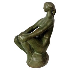 Sitting Nude Terracota Ceramic Sculpture by Somogyi, 1960s
