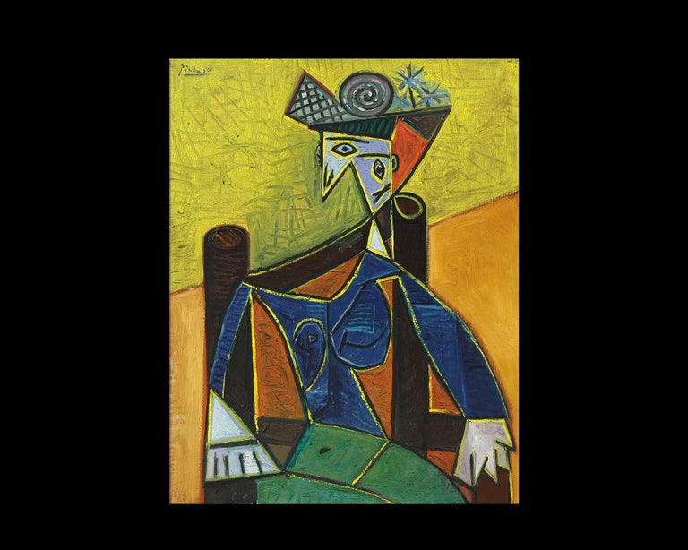 Sitting Woman, after Expressionist Oil Painting by Pablo Picasso For