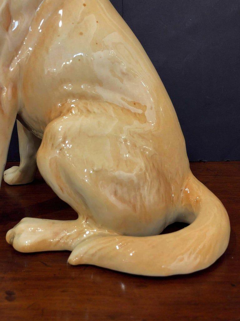 Glazed Sitting Yellow Lab Dog Figure by Beswick Pottery 'Fireside Model' For Sale