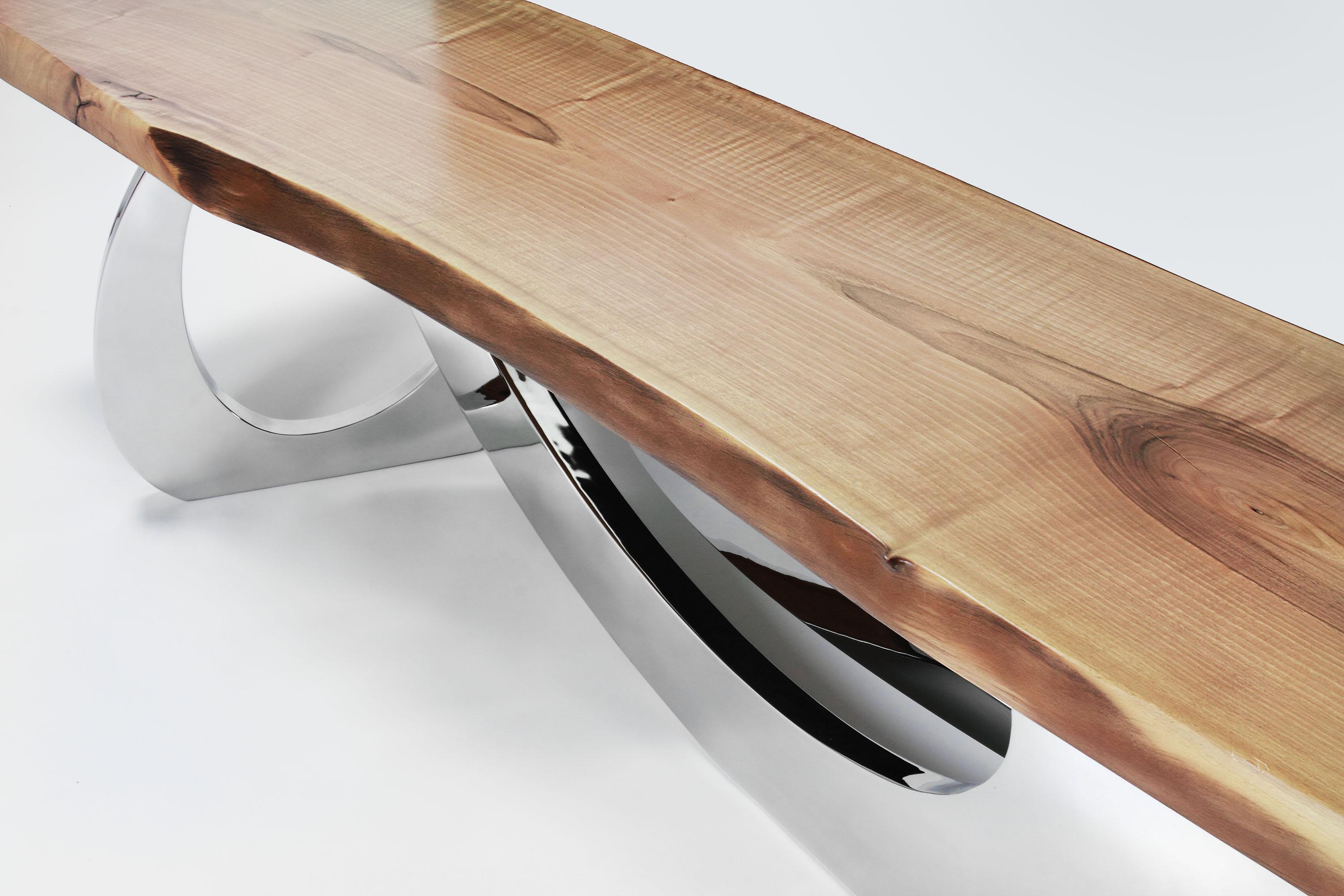 Lucidato Sitz! Panchina in Wood Wood e acciaio inossidabile lucidato di Barberini & Gunnell in vendita