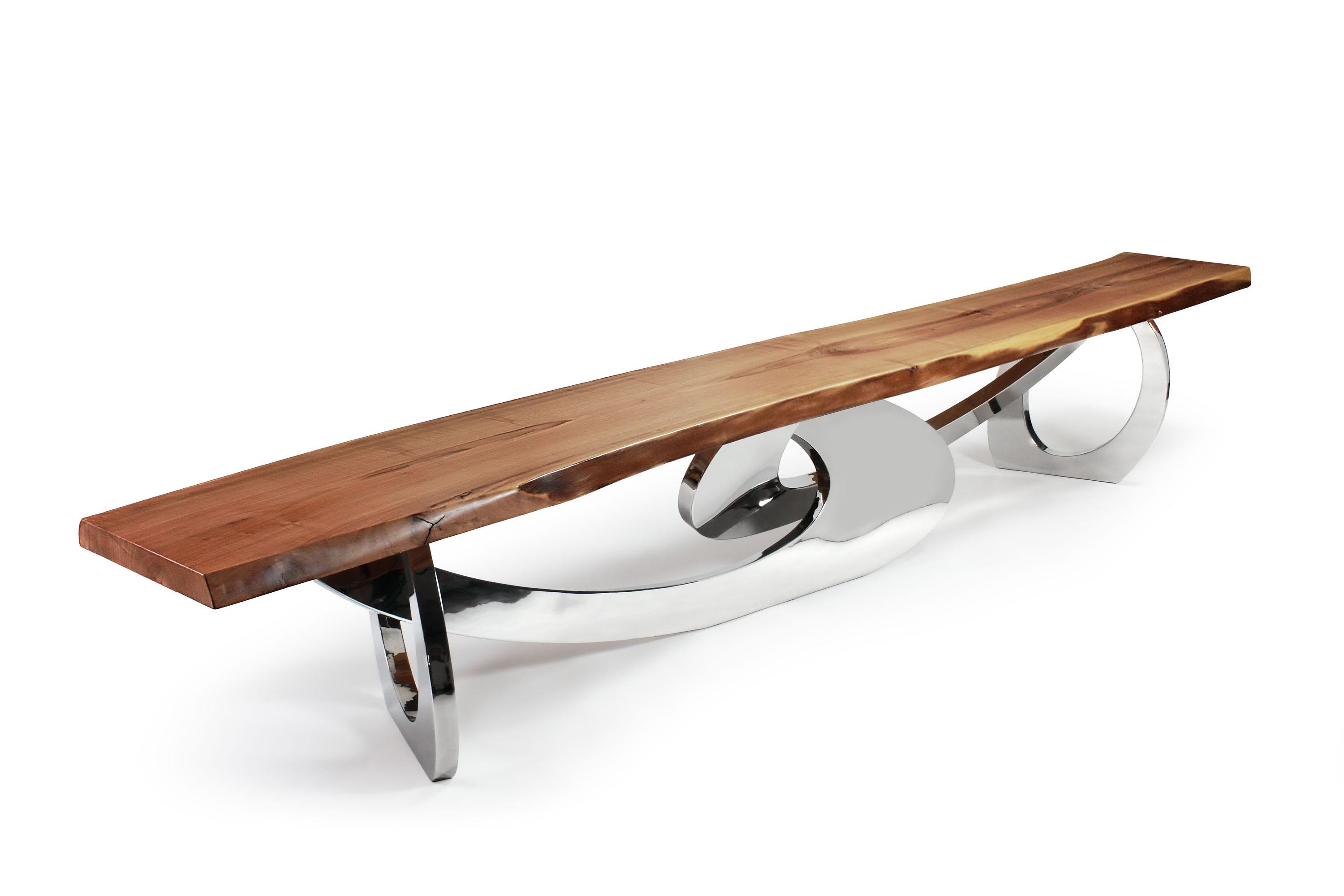 Sitz! Panchina in Wood Wood e acciaio inossidabile lucidato di Barberini & Gunnell In condizioni Nuovo in vendita a Geneve, CH