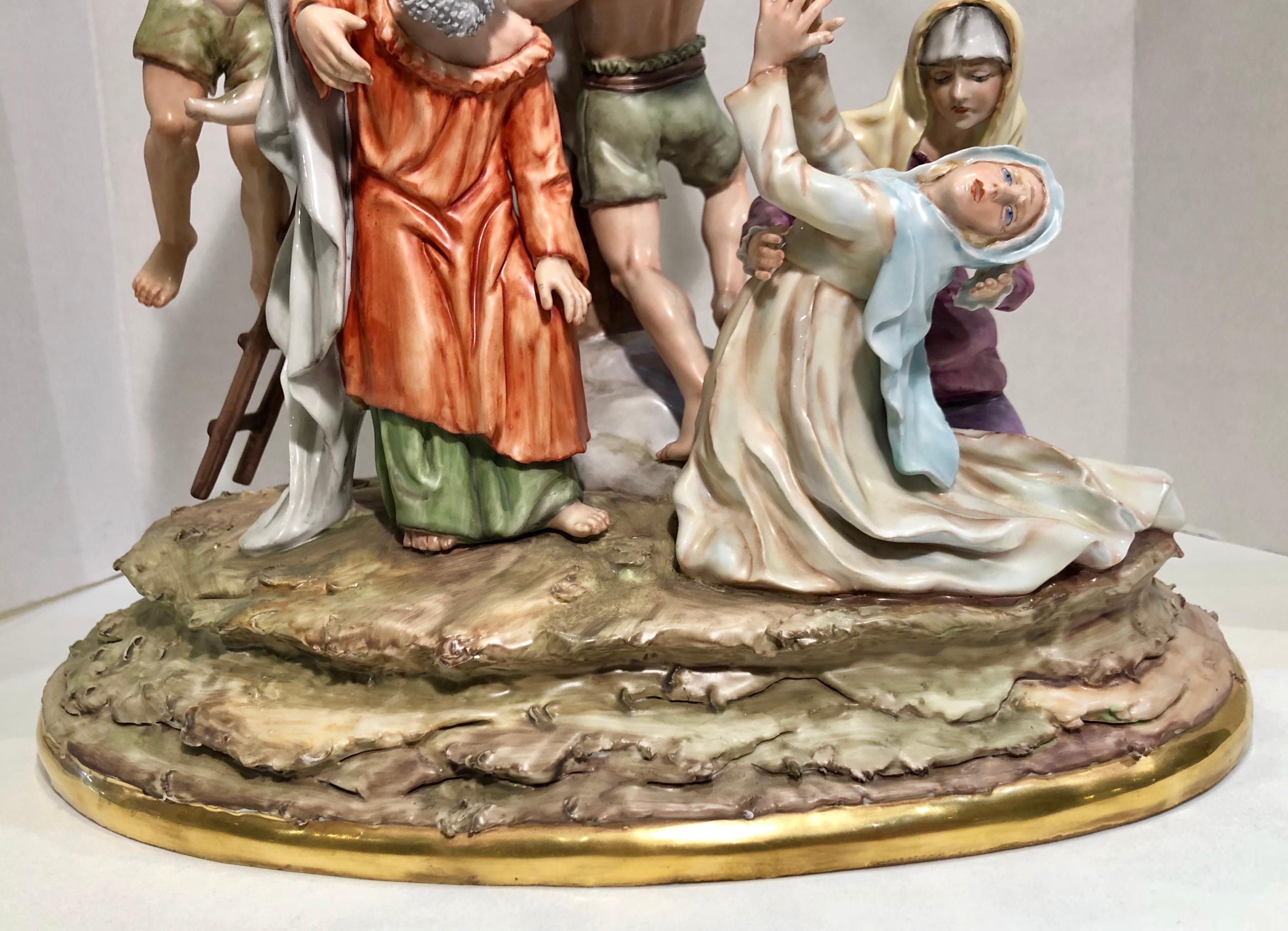 20th Century Sitzendorf Germany 13th Station of the Cross Museum Quality Porcelain Scene For Sale