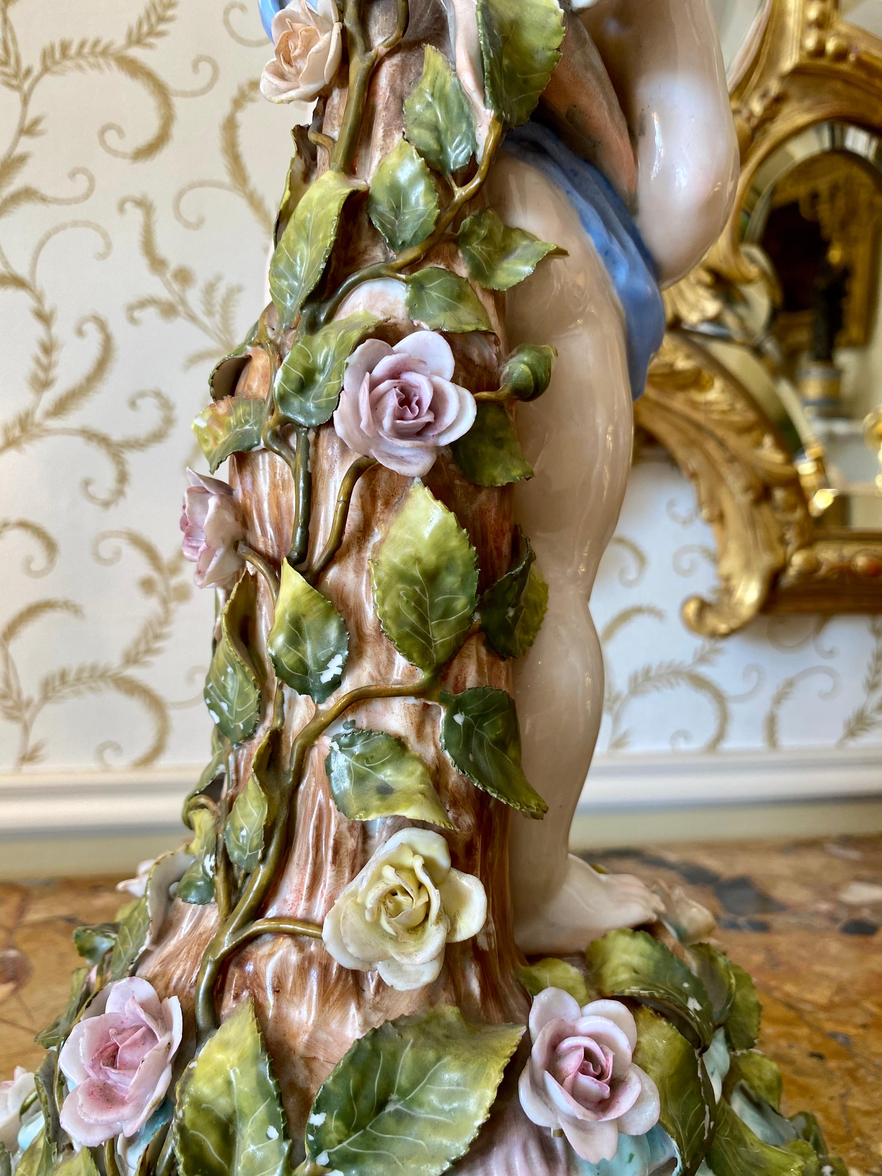 Sitzendorf, Pair of Venus & Cupid Porcelain Candlesticks, 19th Century For Sale 8