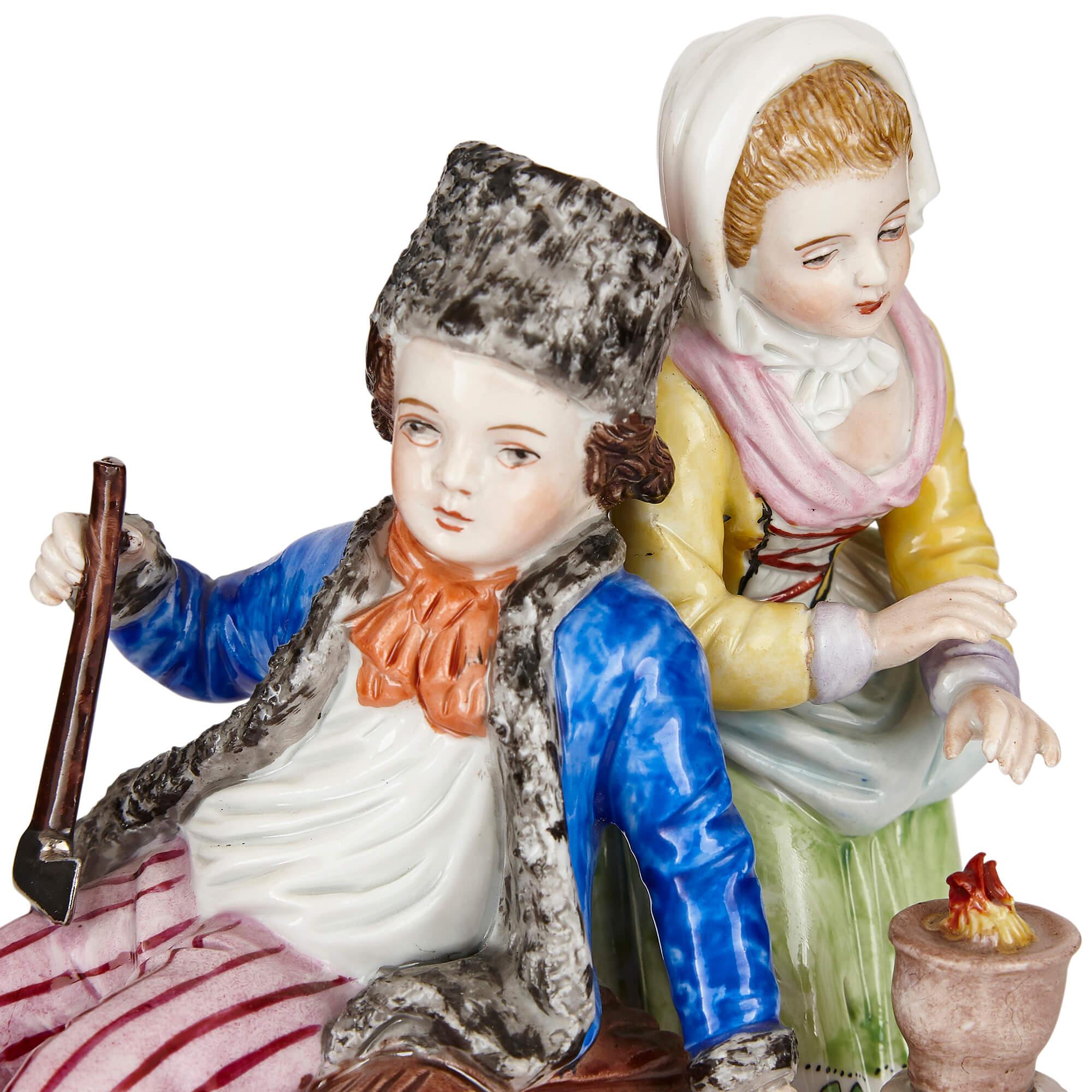 Sitzendorf-Porzellangruppe eines jungen Paares (Frühes 20. Jahrhundert) im Angebot