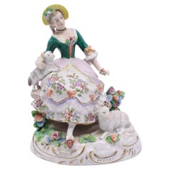 Vintage Sitzendorf Porcelain Shepherdess Figurine