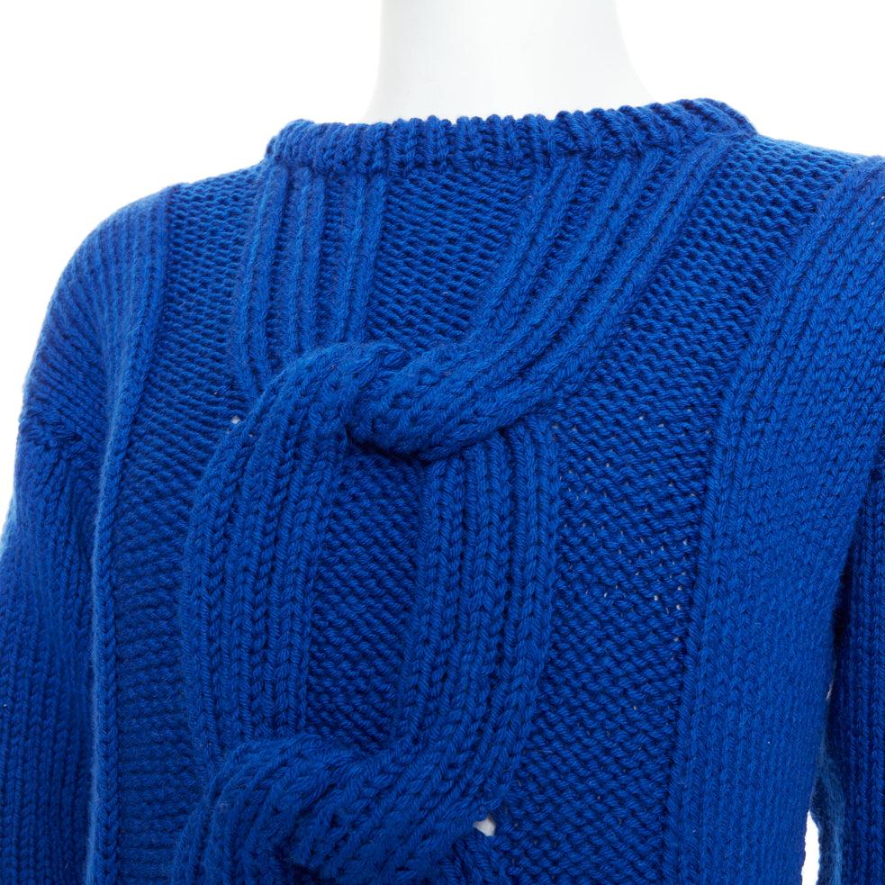 SIV STOLDAL 2008 Cover Up cobalt blue 100% wool cable knit sweater S For Sale 2
