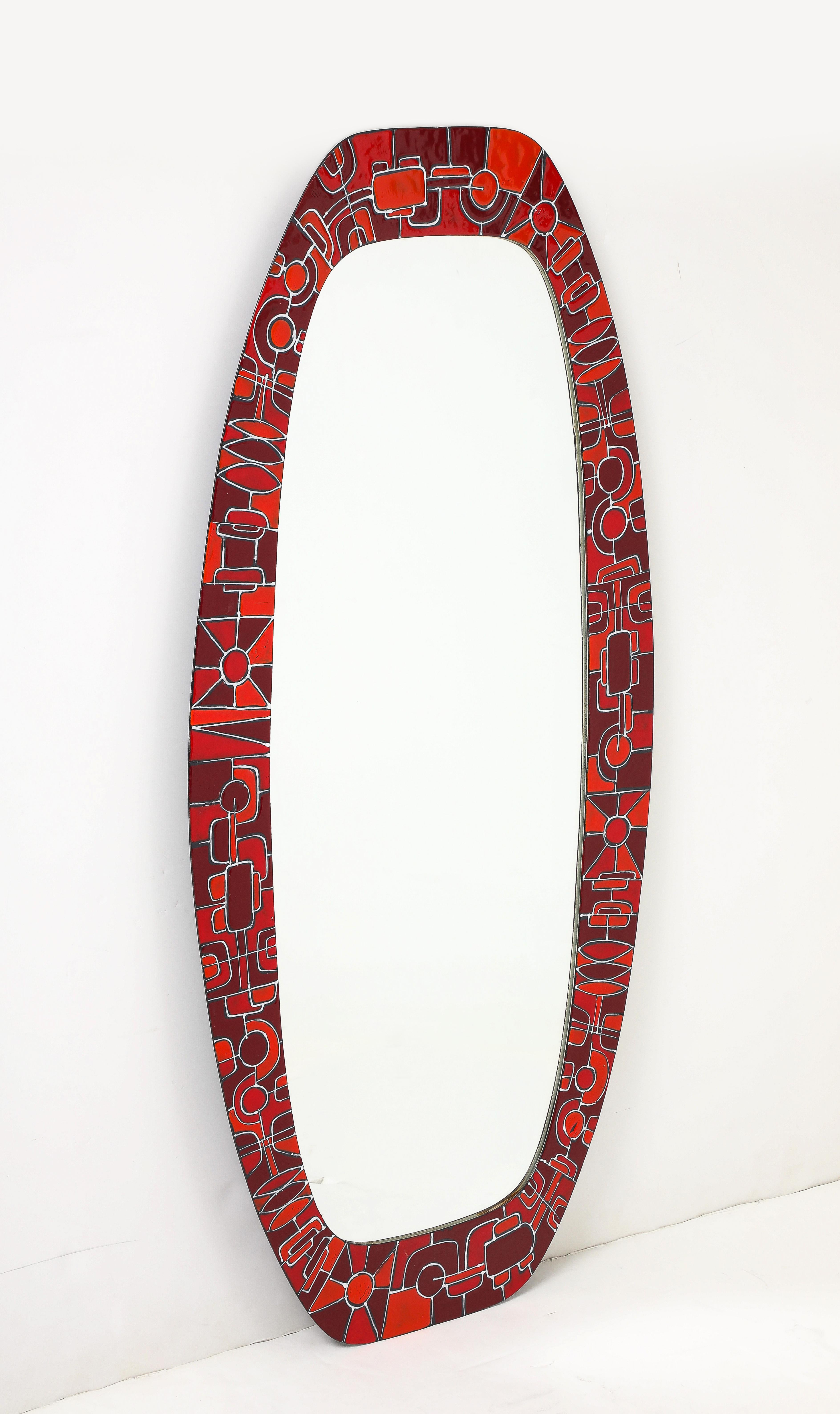 Milieu du XXe siècle Siva Poggibonsi Miroir mural italien en émail des années 1960 en vente