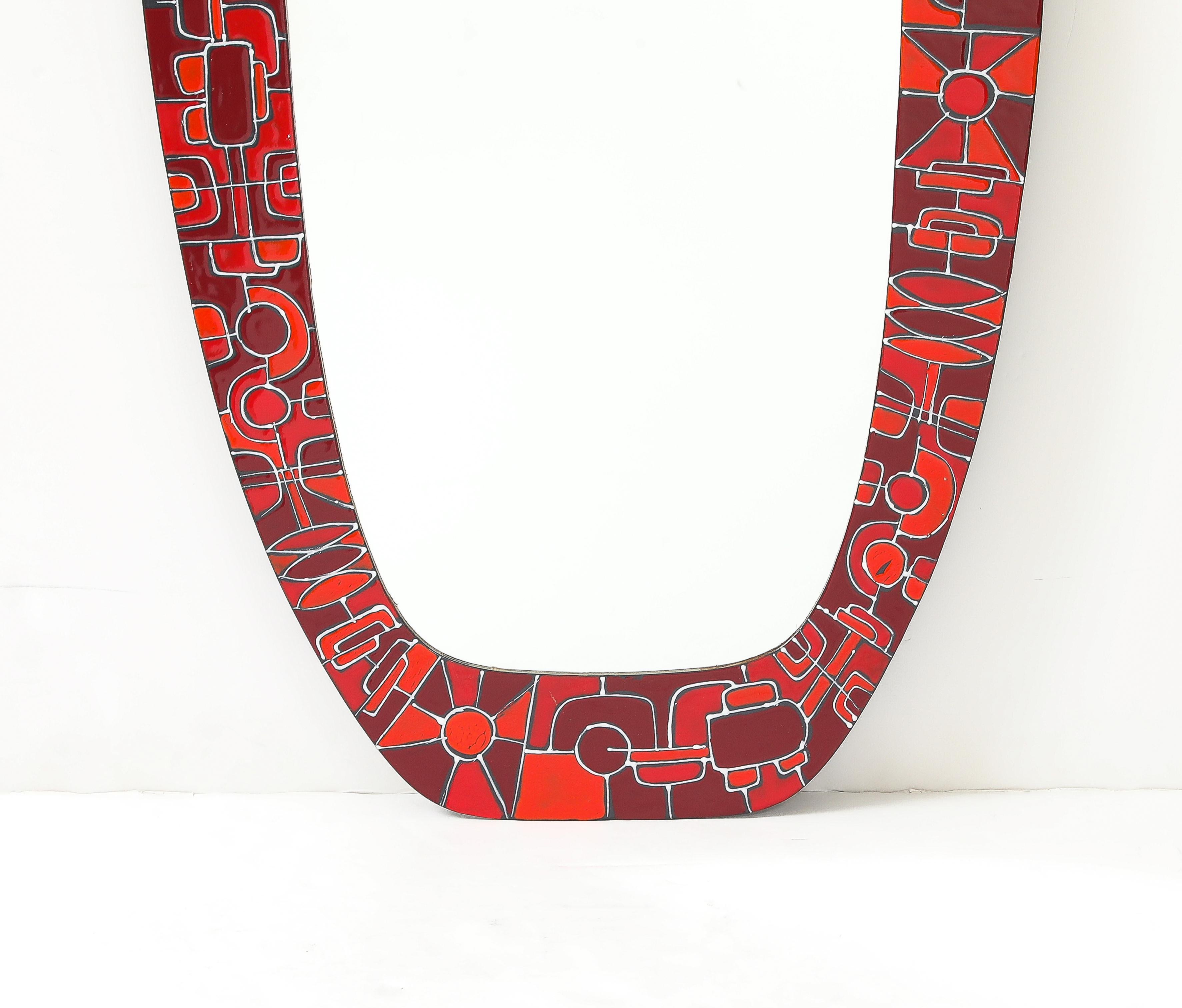 Émail Siva Poggibonsi Miroir mural italien en émail des années 1960 en vente