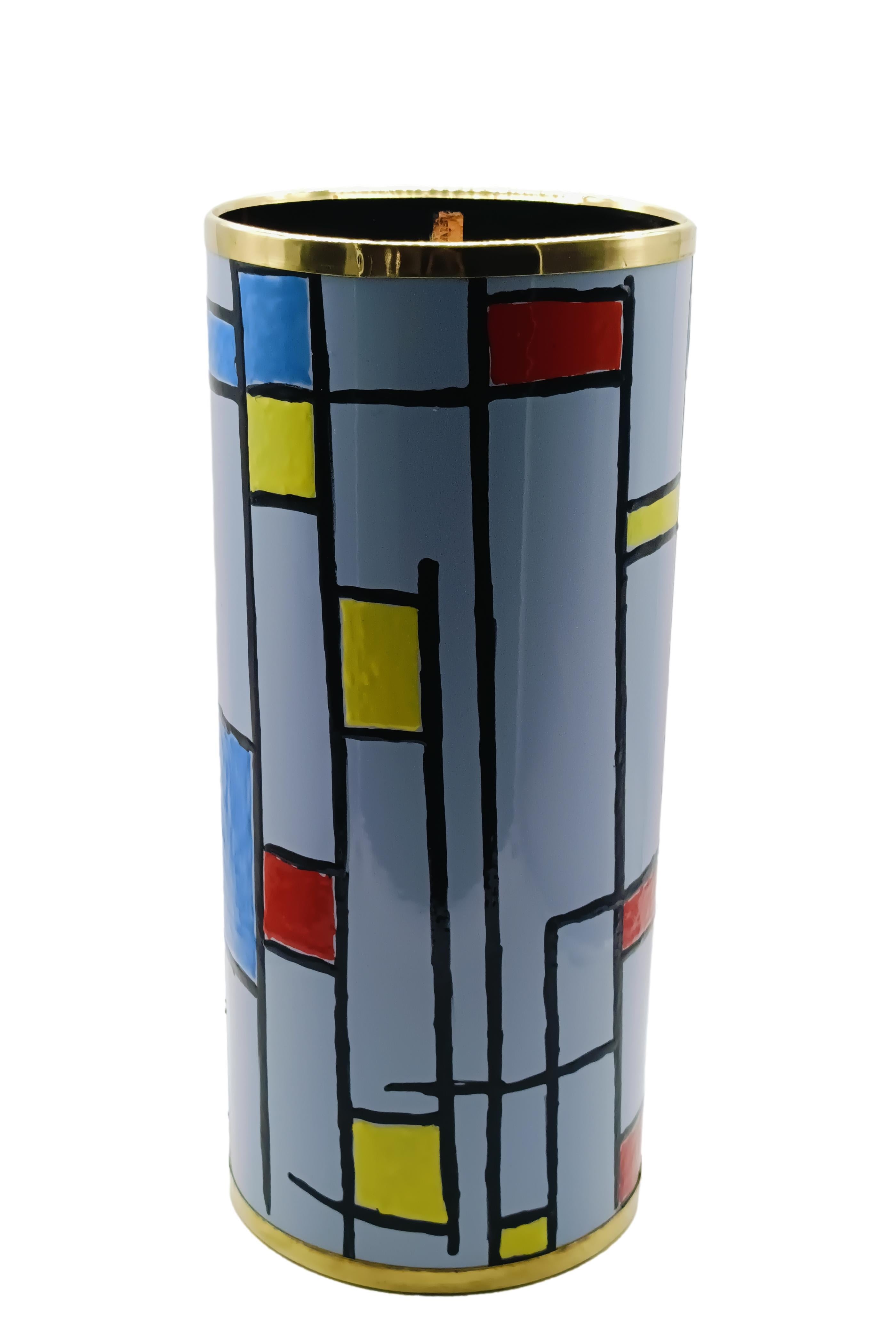 Italian Porte-parapluies en laiton et métal émaillé Siva Poggibonsi, Italie, années 1970 en vente