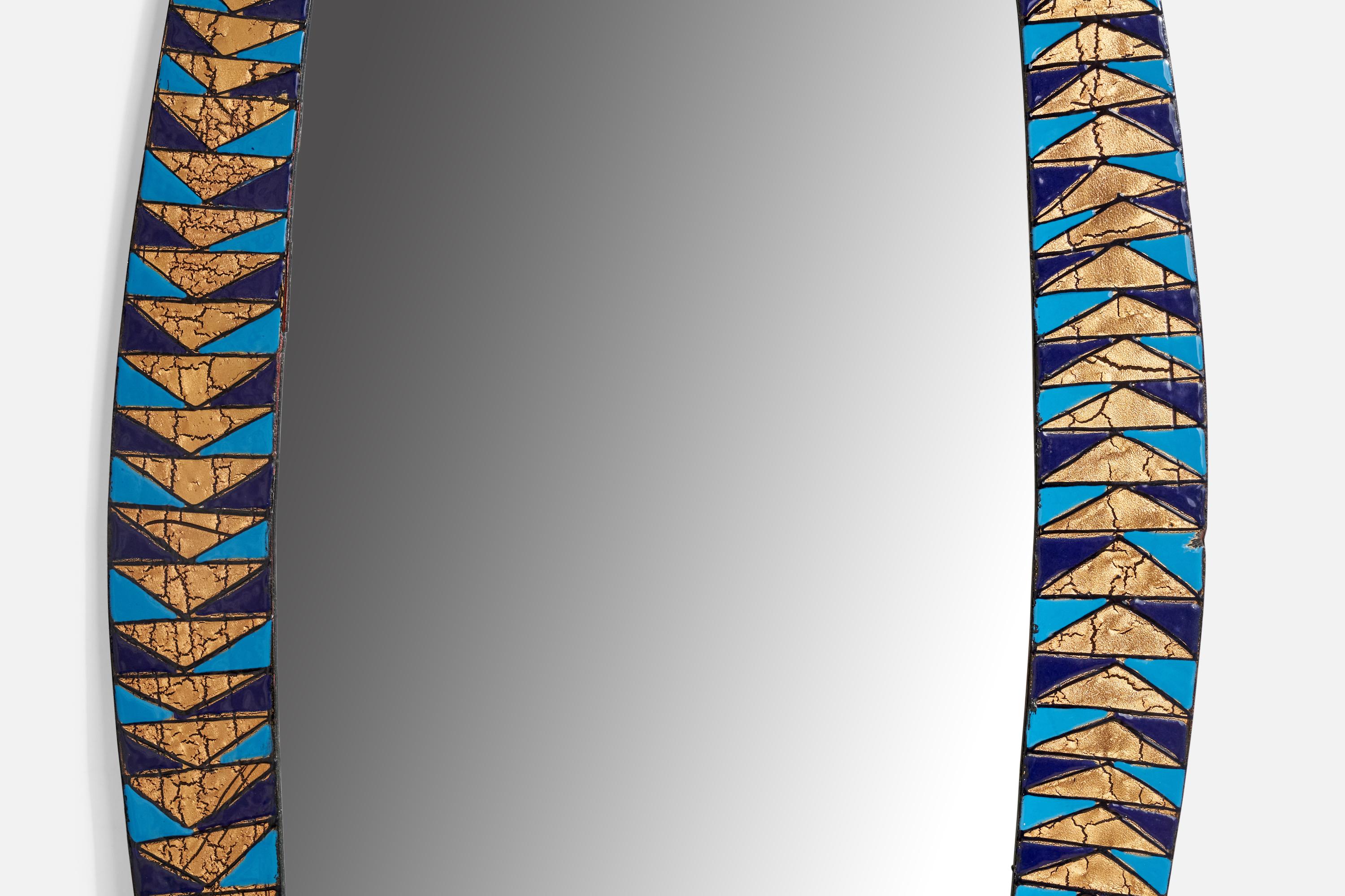 Siva Poggibonsi, Wall Mirror, Enamel Metal, Italy, 1950s In Good Condition For Sale In High Point, NC