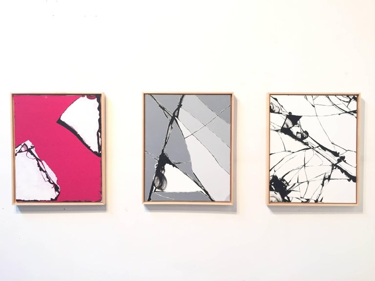 Sivan Dayan "Never"" black and white abstract painting of broken