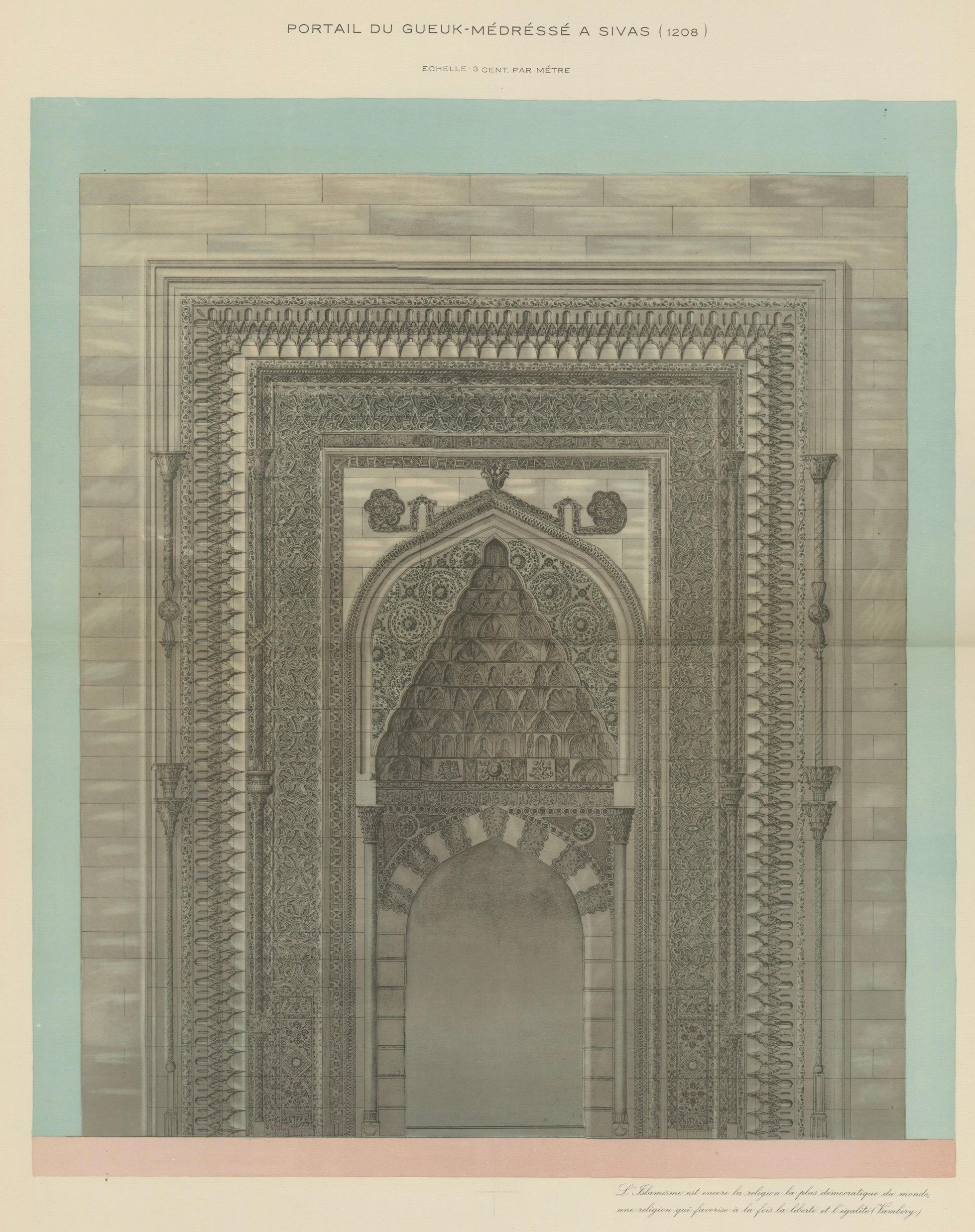 Sivas Gök Medrese Portal, Seljuk Islamic Architecture Print, Turkey 1924