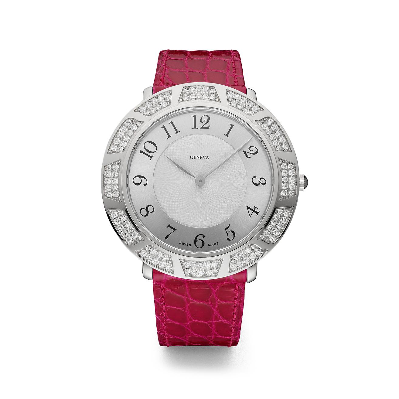 geneva diamond stainless steel watch