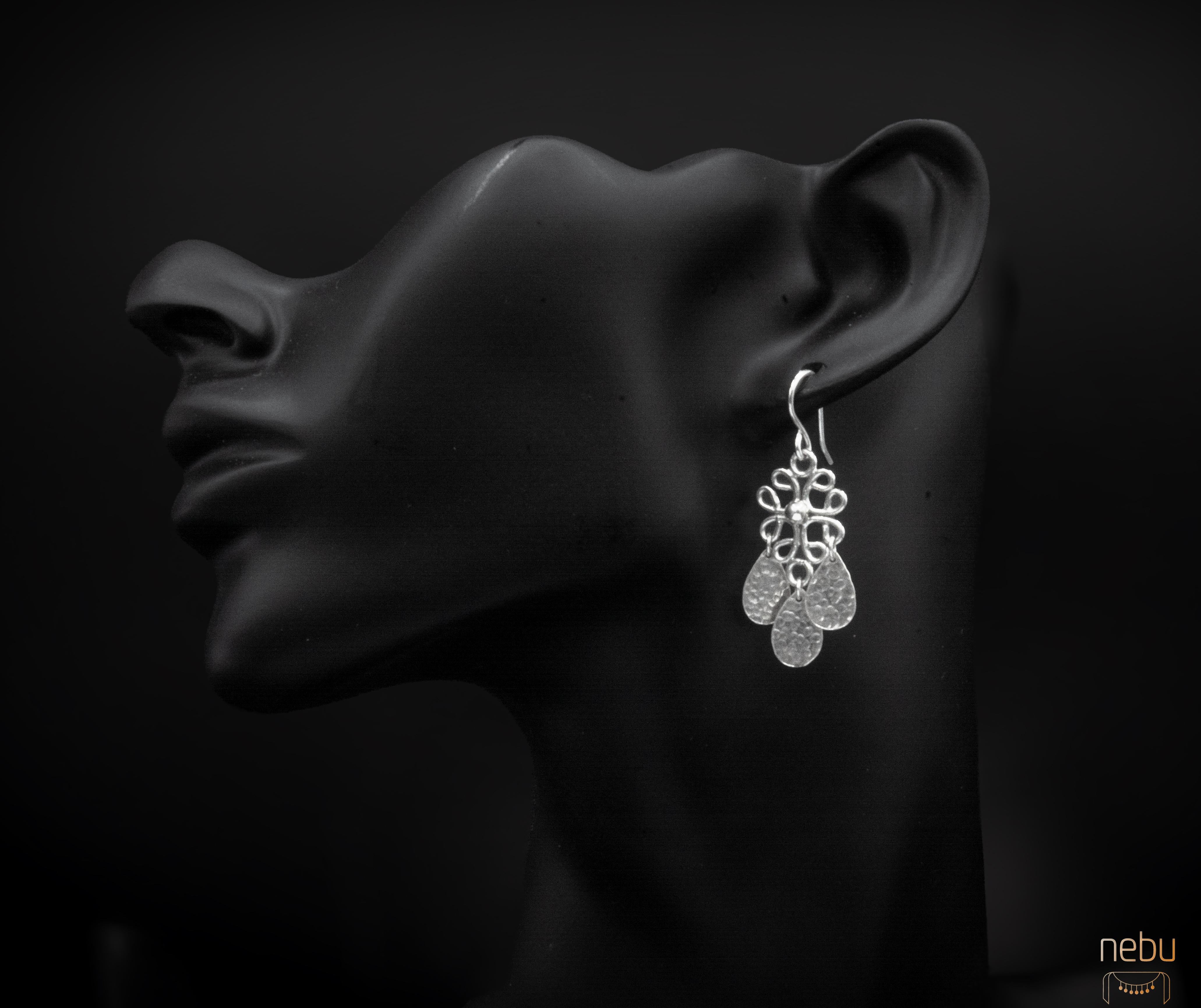 Aesthetic Movement Silver one motif earrings For Sale