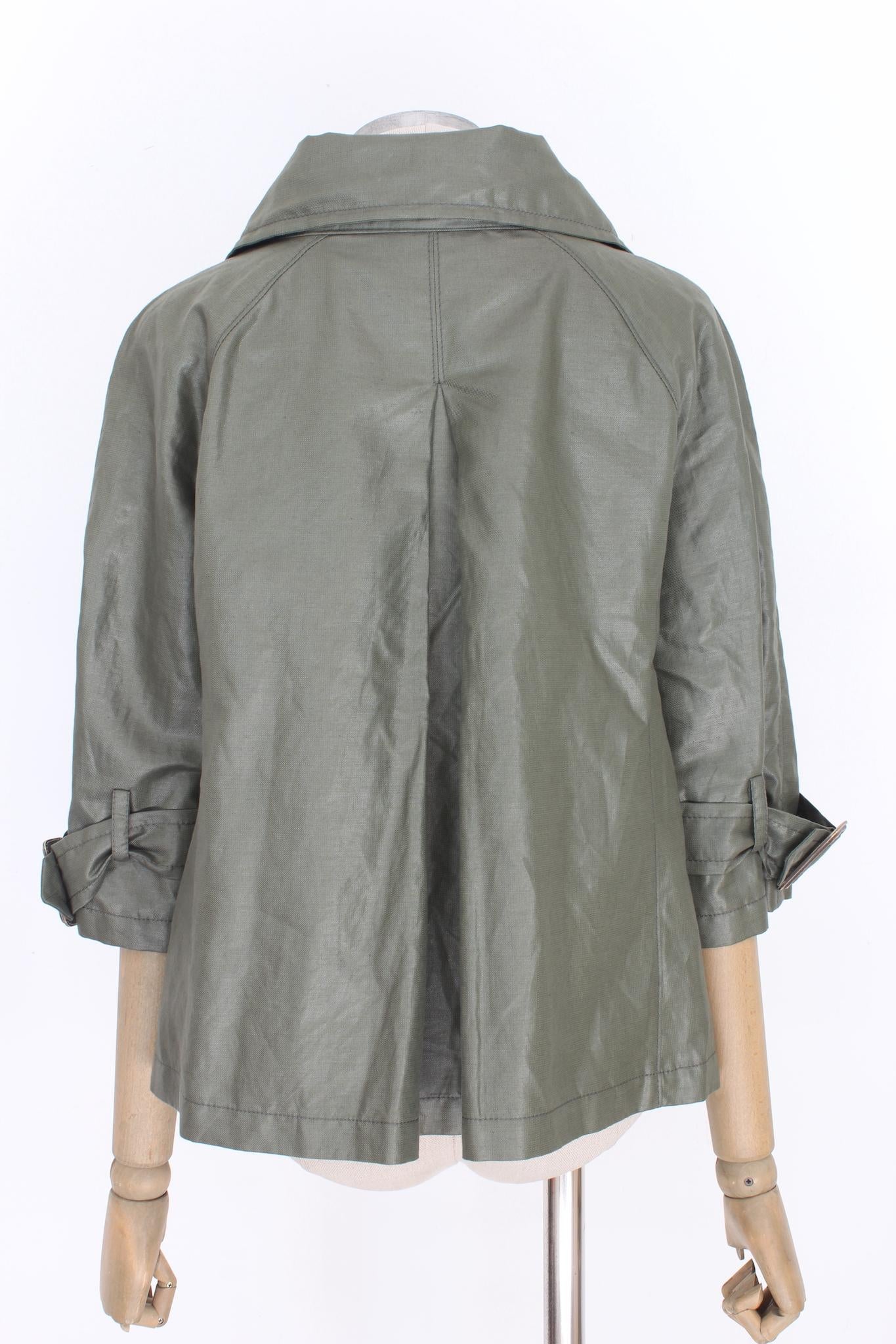 Siviglia Green Cotton Short Jacket 2000s In Excellent Condition For Sale In Brindisi, Bt