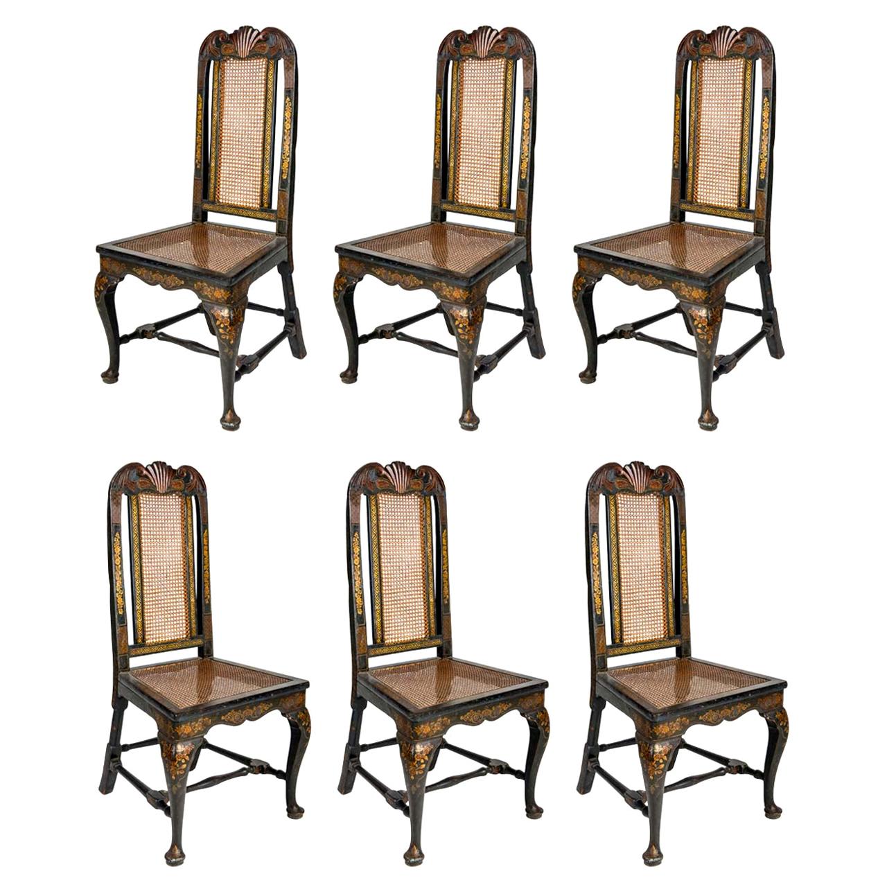 Six 18th Century Elegant Dining Room Chairs, England, 1750