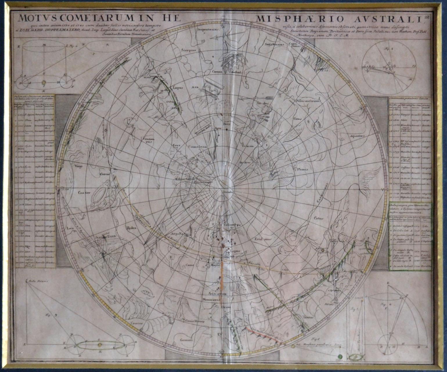 Six Engravings Celestial Charts, Cartographer, Astronomer Doppelmayr from 1740 3