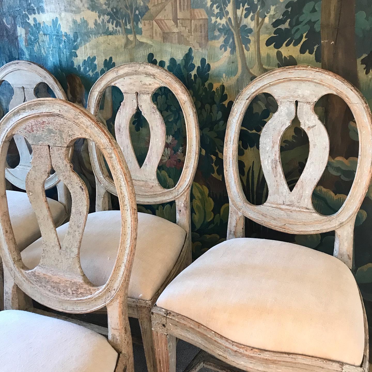 Rococo Six 18th Century Swedish Chairs For Sale
