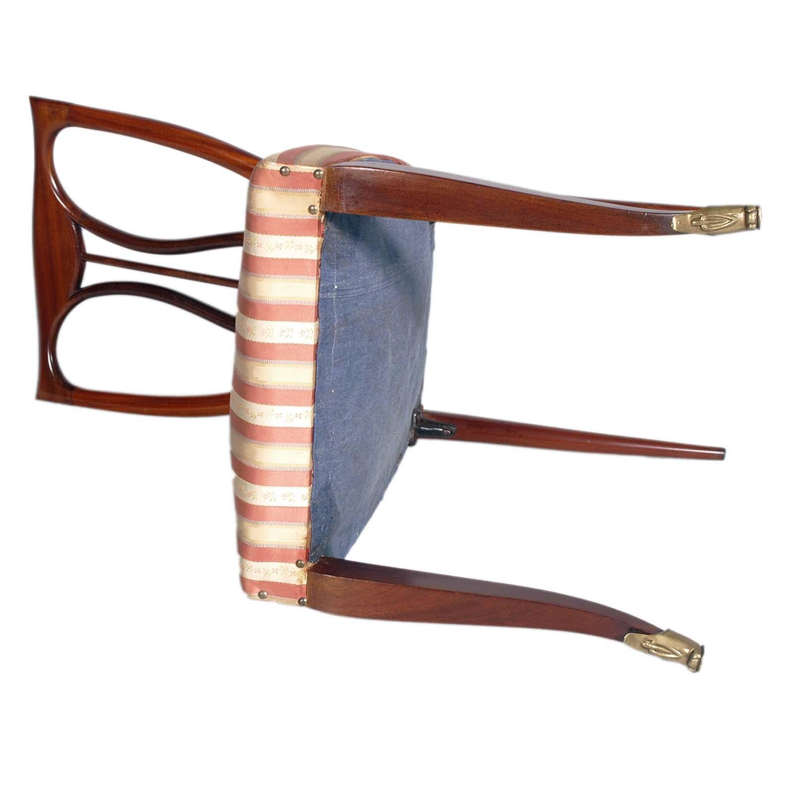 Six 1940s Chairs in Teack, Melchiorre Bega attributed, by Galleria Mobili Arte In Good Condition For Sale In Vigonza, Padua