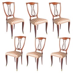 Vintage Six 1940s Chairs in Mahogany Melchiorre Bega attributed, by Galleria Mobili Arte
