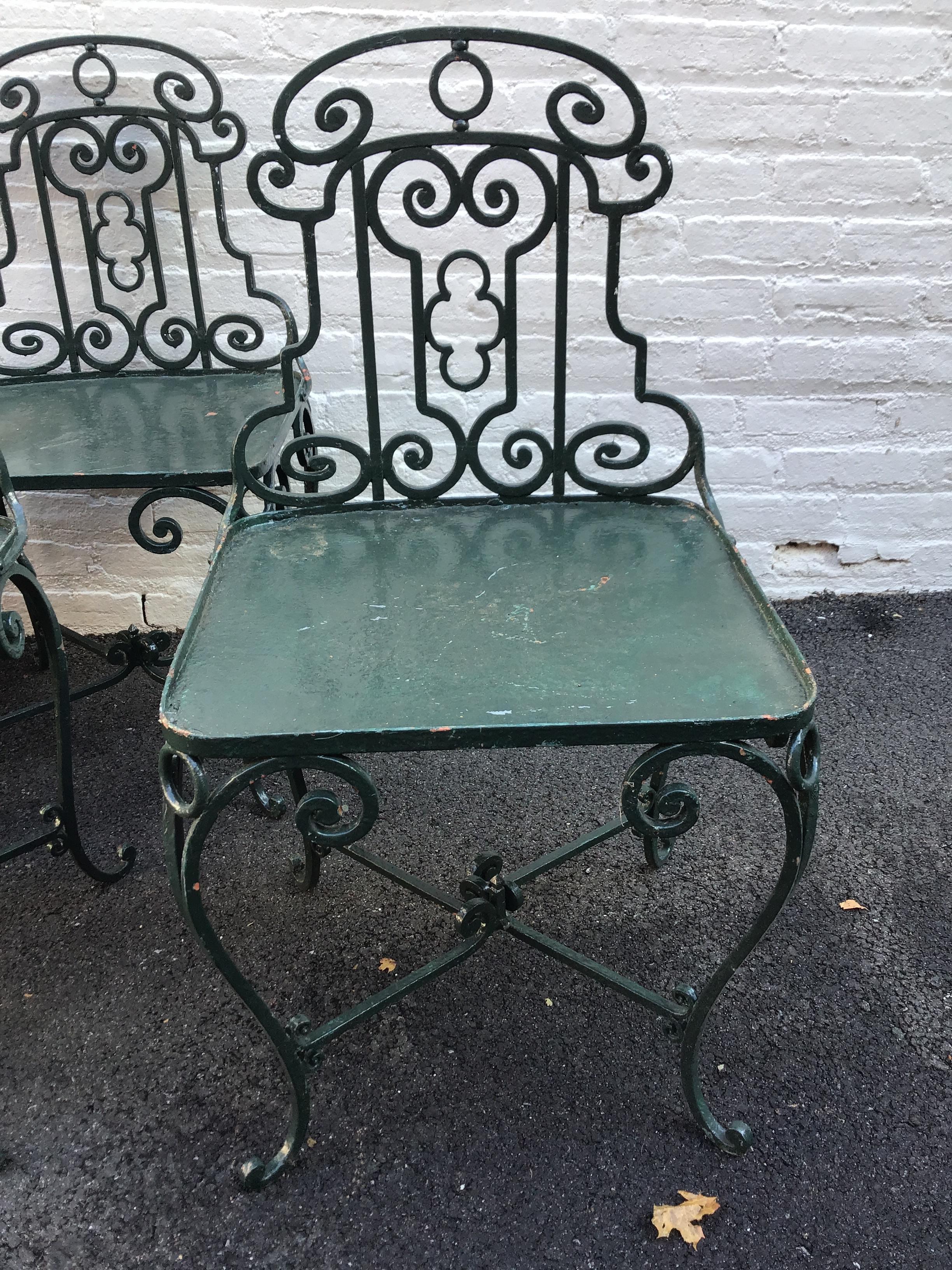 Six 1940s French Wrought Iron Garden Chairs In Good Condition In Tarrytown, NY