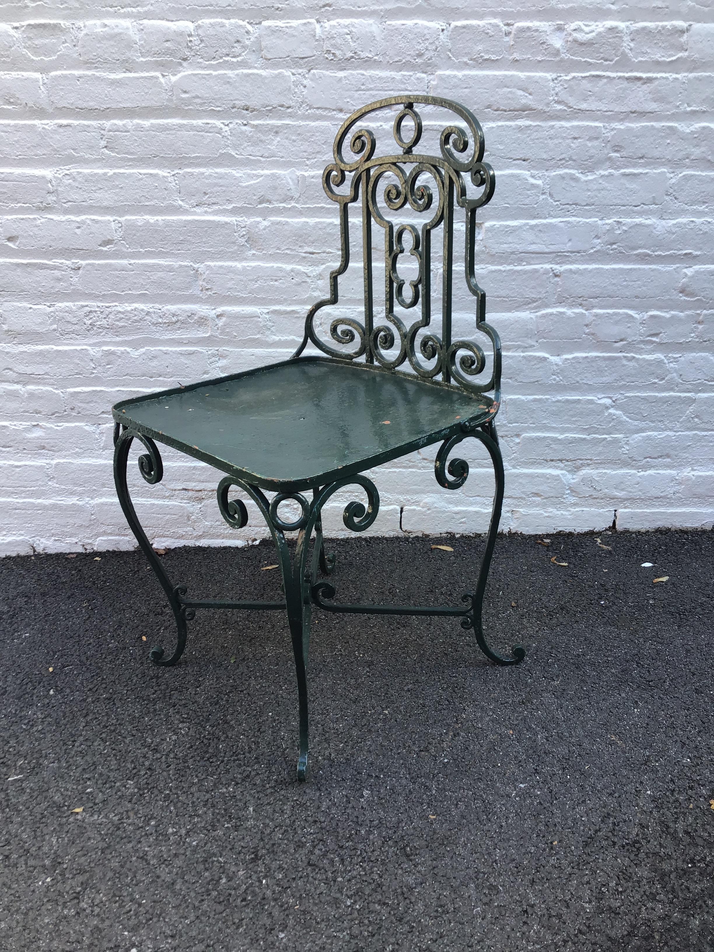 Mid-20th Century Six 1940s French Wrought Iron Garden Chairs