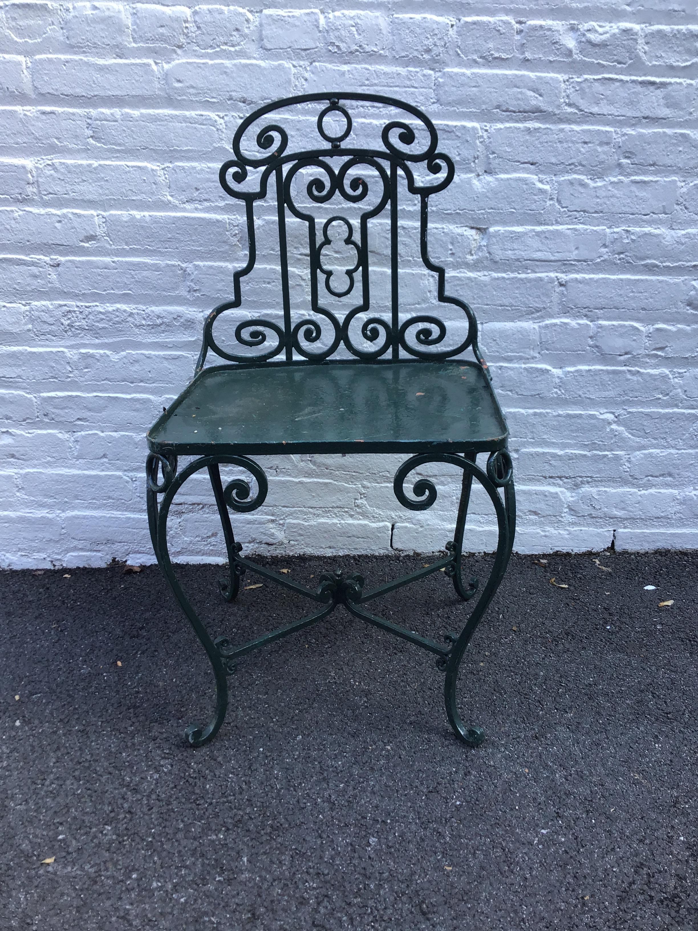 Six 1940s French Wrought Iron Garden Chairs 1