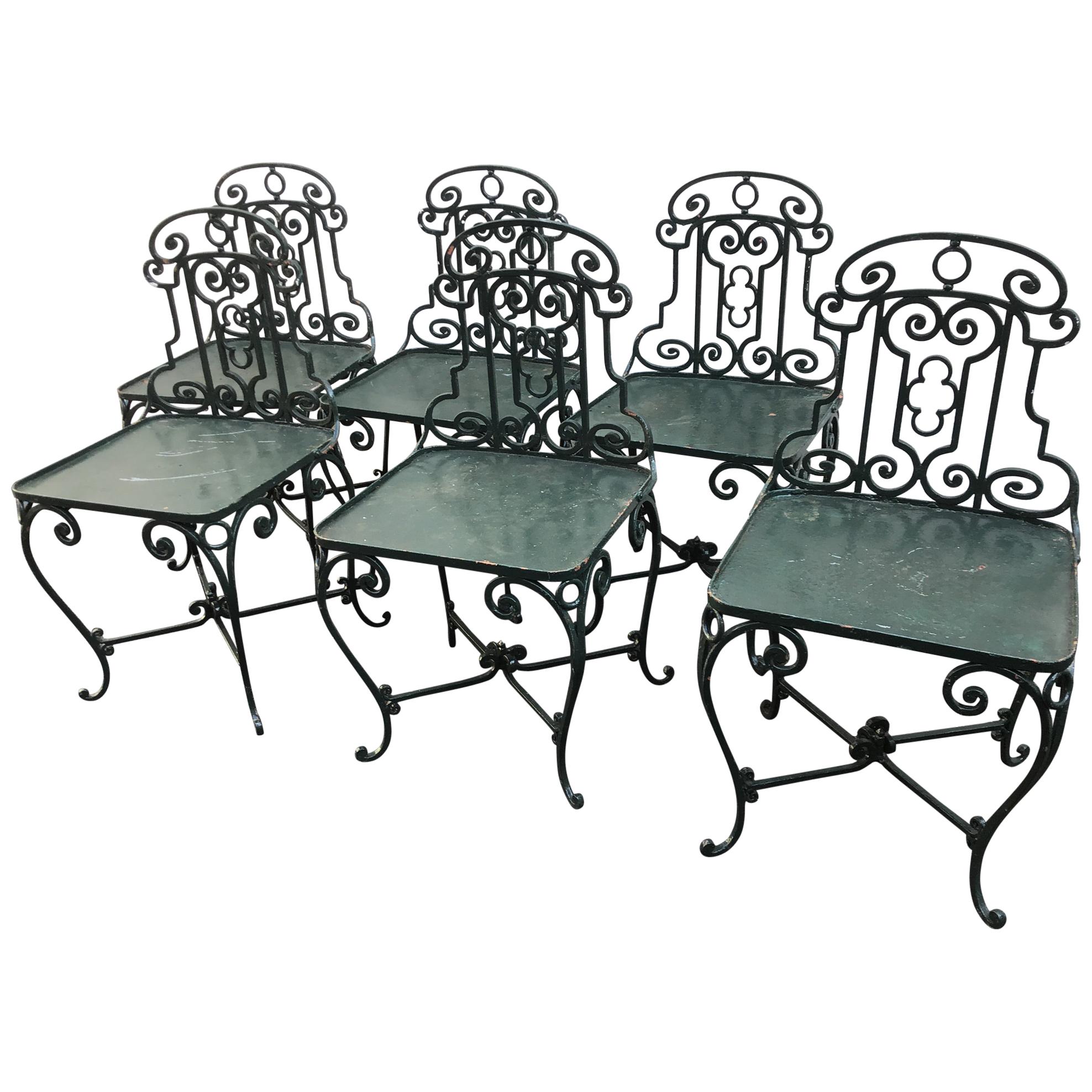 Six 1940s French Wrought Iron Garden Chairs
