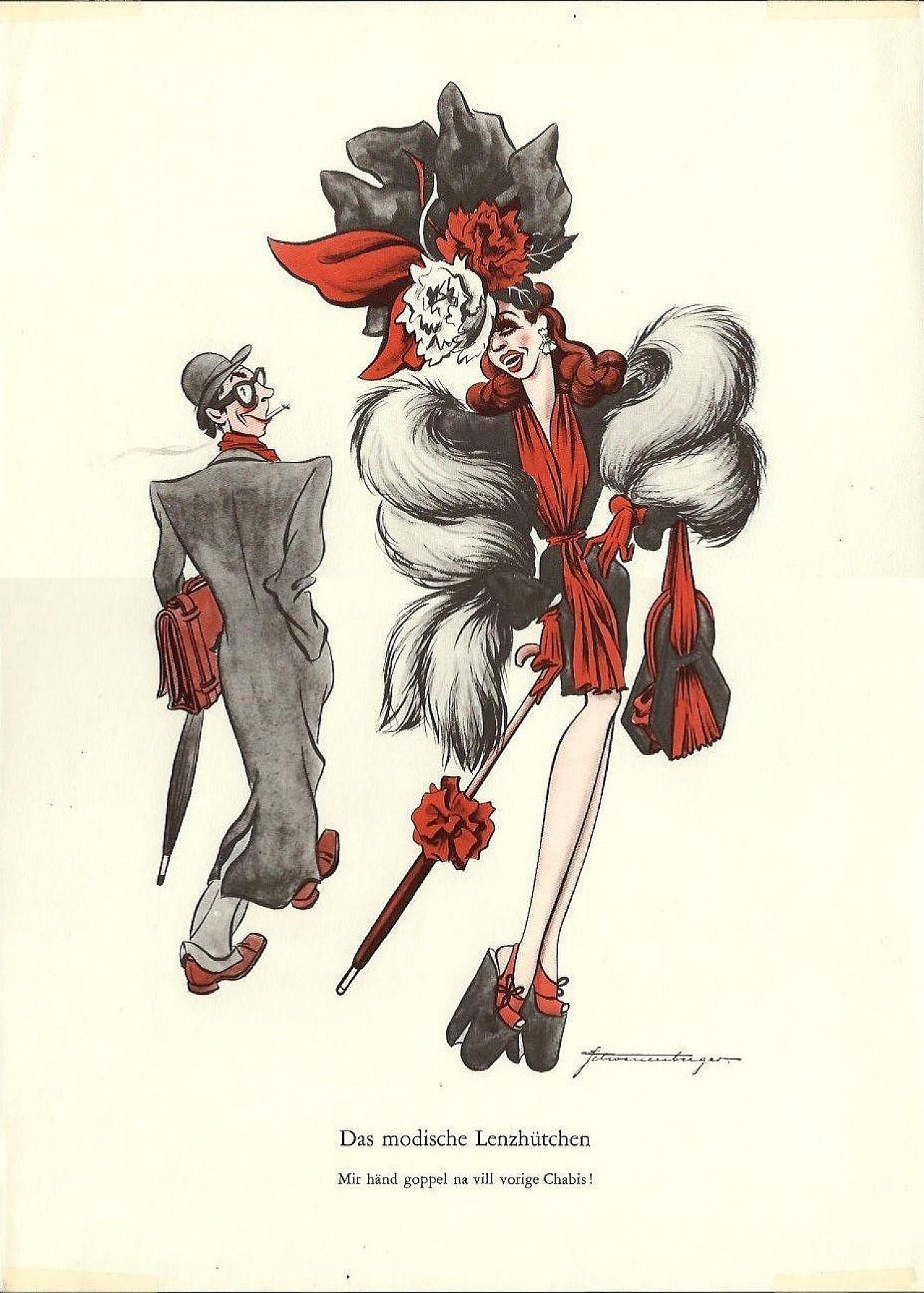 Paper Six 1940s Satirical Vintage Drawings Posters