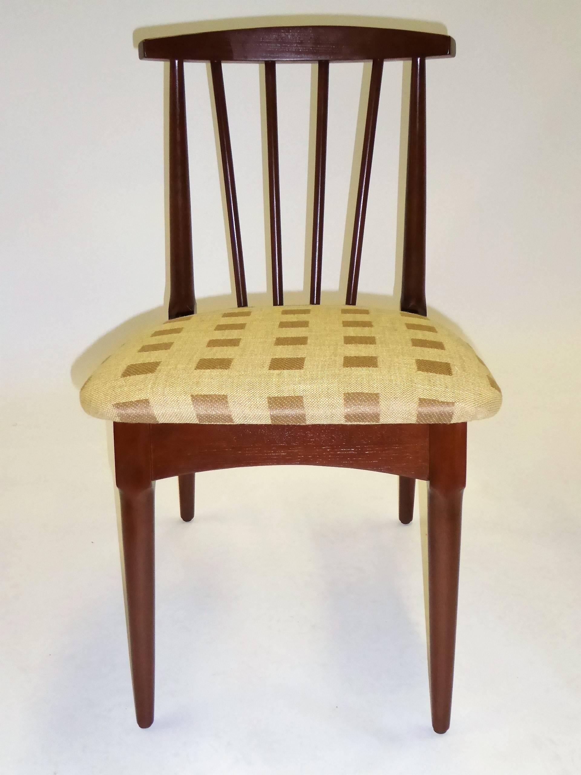Mid-20th Century Six 1950s Danish Modern Style Walnut Spindle Back Dining Chairs
