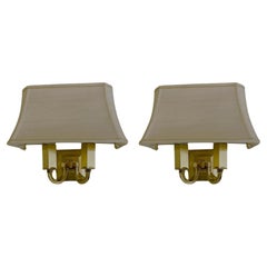 Six 1950's French Neoclassical Brass Hotel Wall Sconces