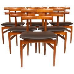 Six 1950s Poul Hundevad Teak Model 30 Dining Chairs