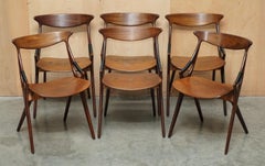 SIX 1959 FULLY STAMPED ARNE HOVMAND OLSEN FOR MOGENS KOLD MODEL 71 DINING CHAiRS