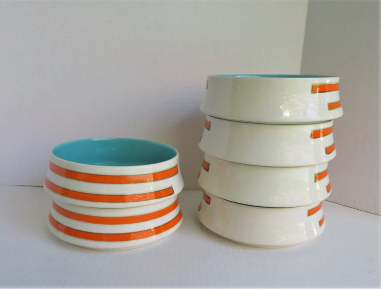 Glazed Six 1960s Colorful Bowls, Mancer for Ceramar, Mancioli of Italy For Sale