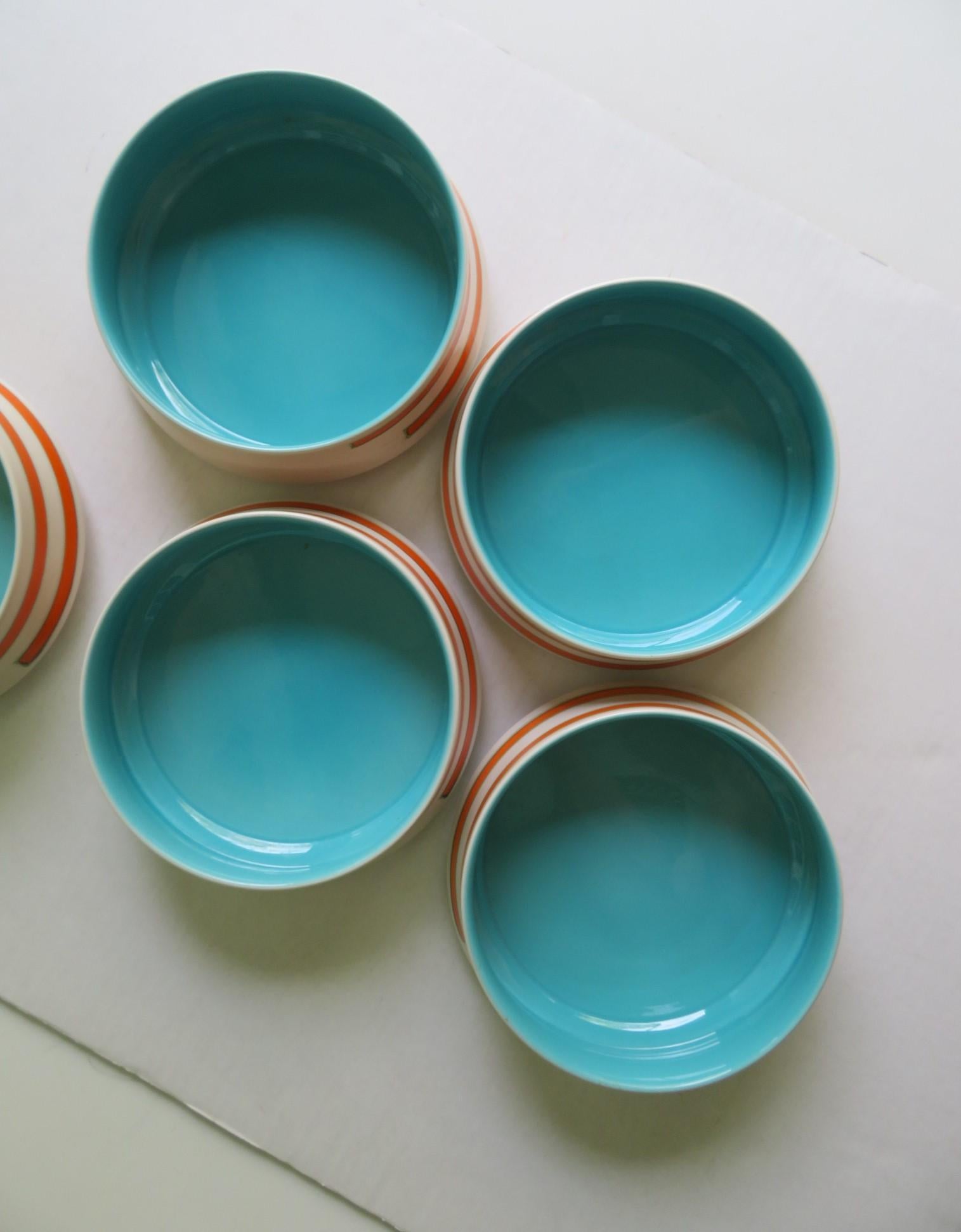 Italian Six 1960s Colorful Bowls, Mancer for Ceramar, Mancioli of Italy