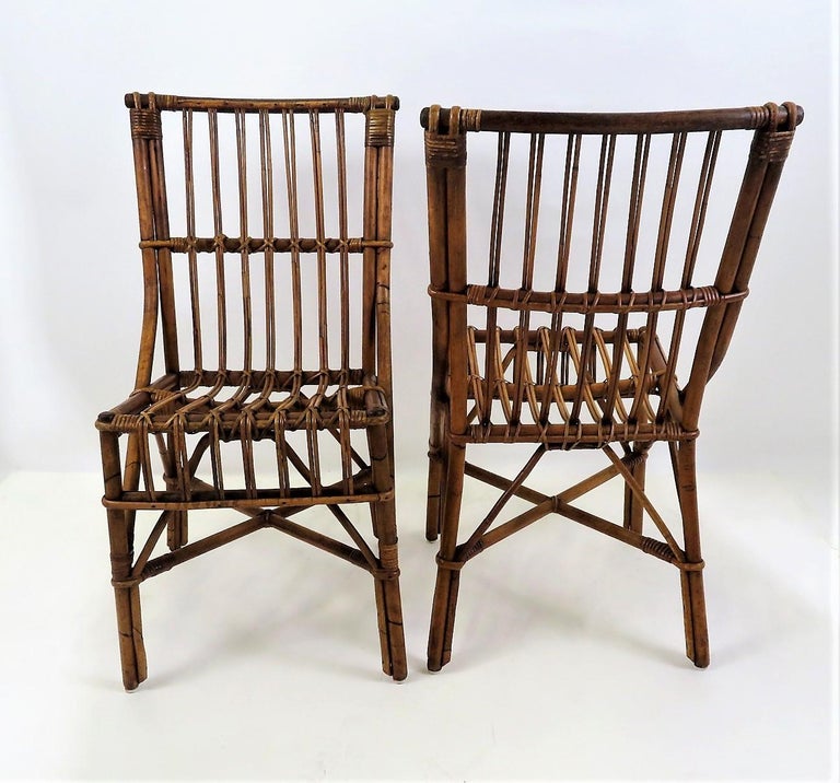 Six 1960s Rattan & Twig Dal Vera Dining Chairs In Good Condition For Sale In Miami, FL