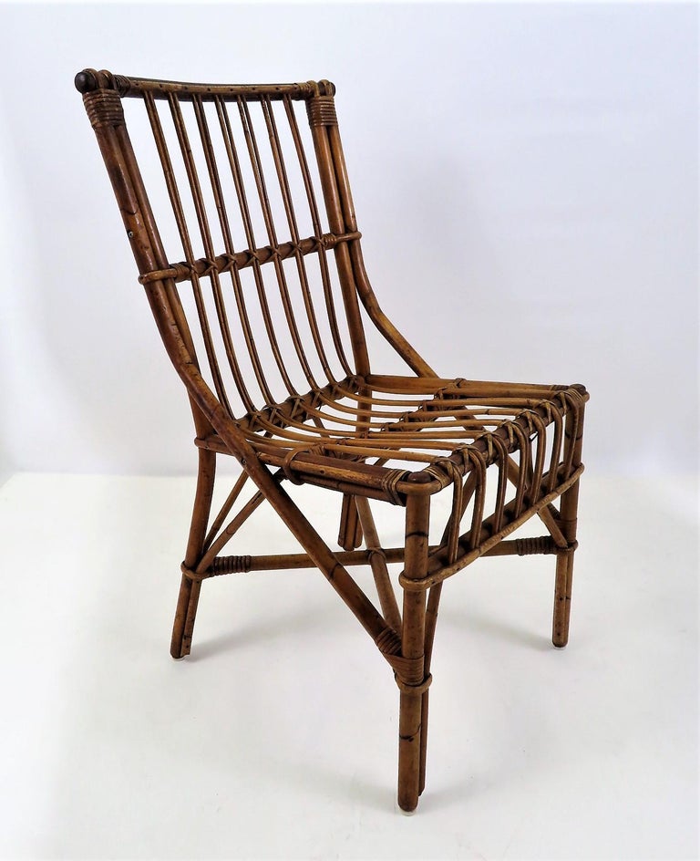 Six 1960s Rattan & Twig Dal Vera Dining Chairs For Sale 1