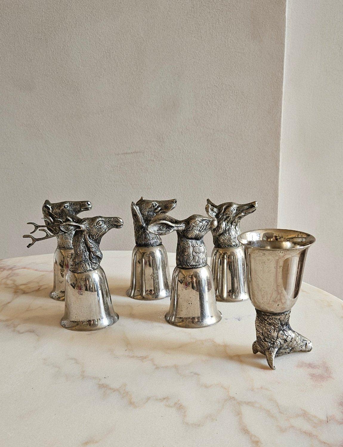Six 1970s Gucci Woodland Animal Wine Glasses 4