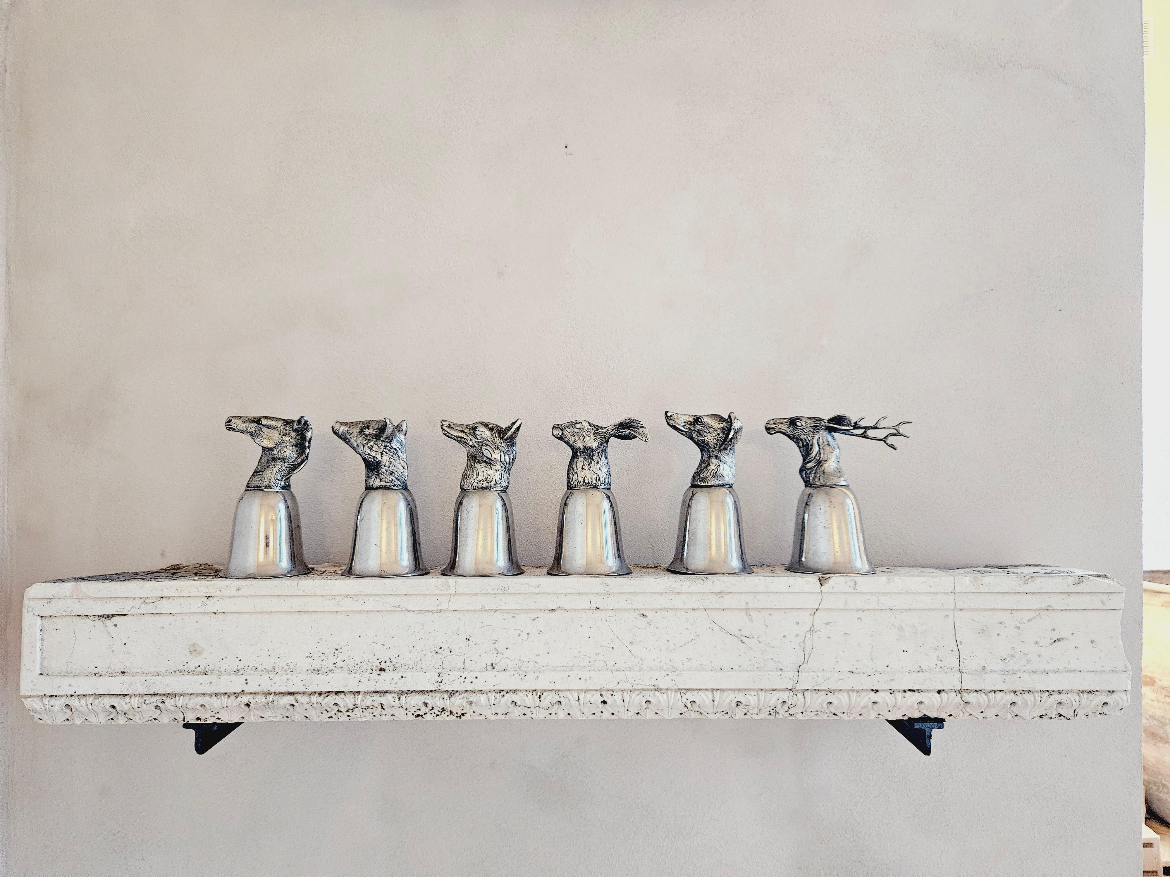 Six 1970s Gucci Woodland Animal Wine Glasses 5