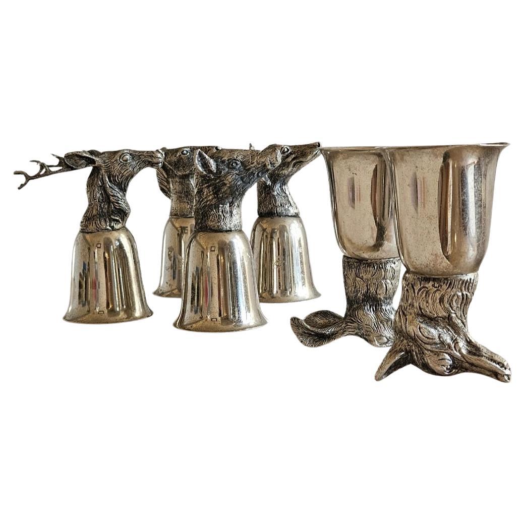 Six 1970s Gucci Woodland Animal Wine Glasses