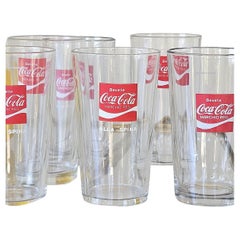 Six 1970s Italian Bevete Coca Cola Glasses