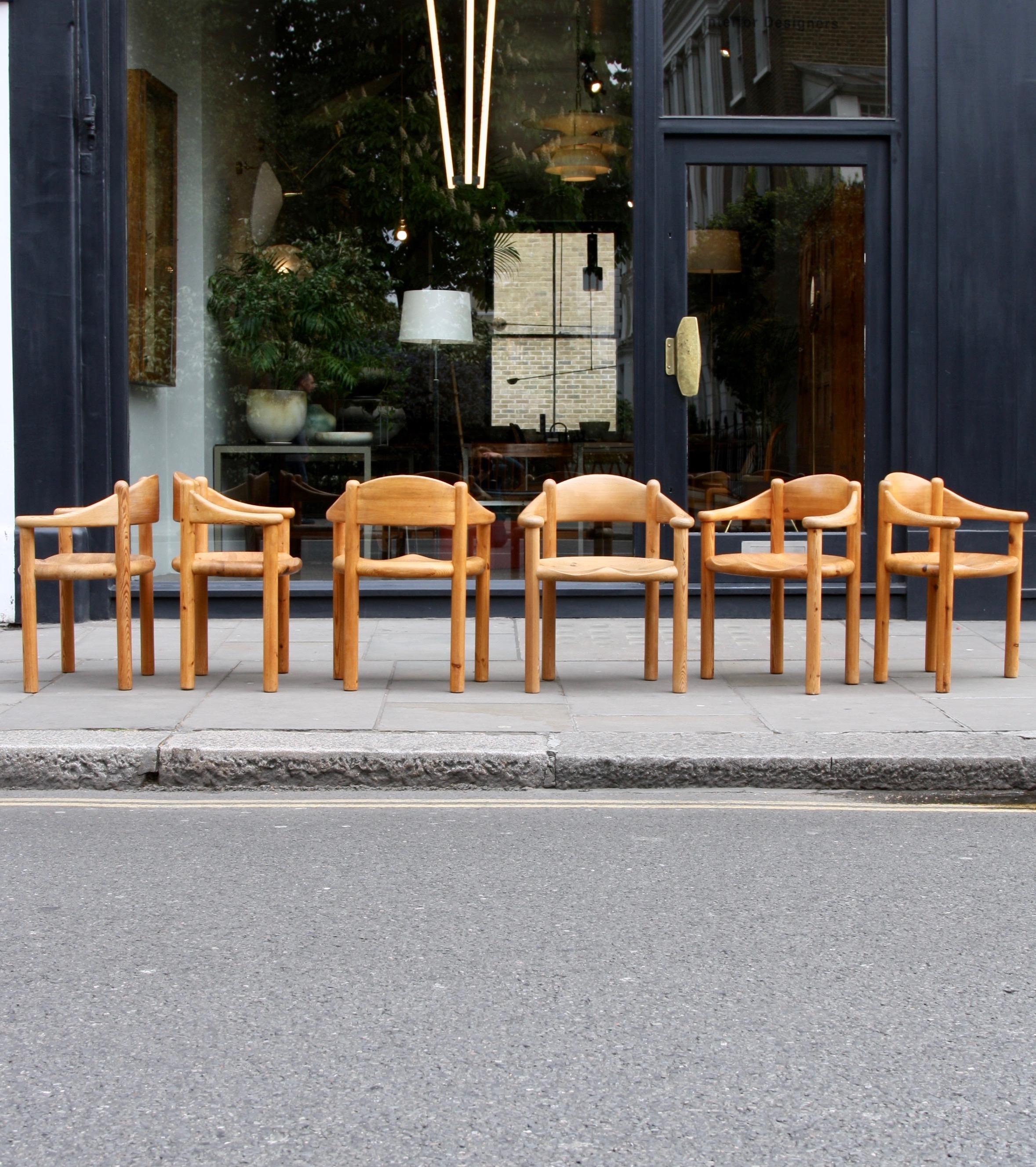 Six 1970s Solid Pine Carver Chairs by Rainer Daumiller for Hirtshals Savværk 2