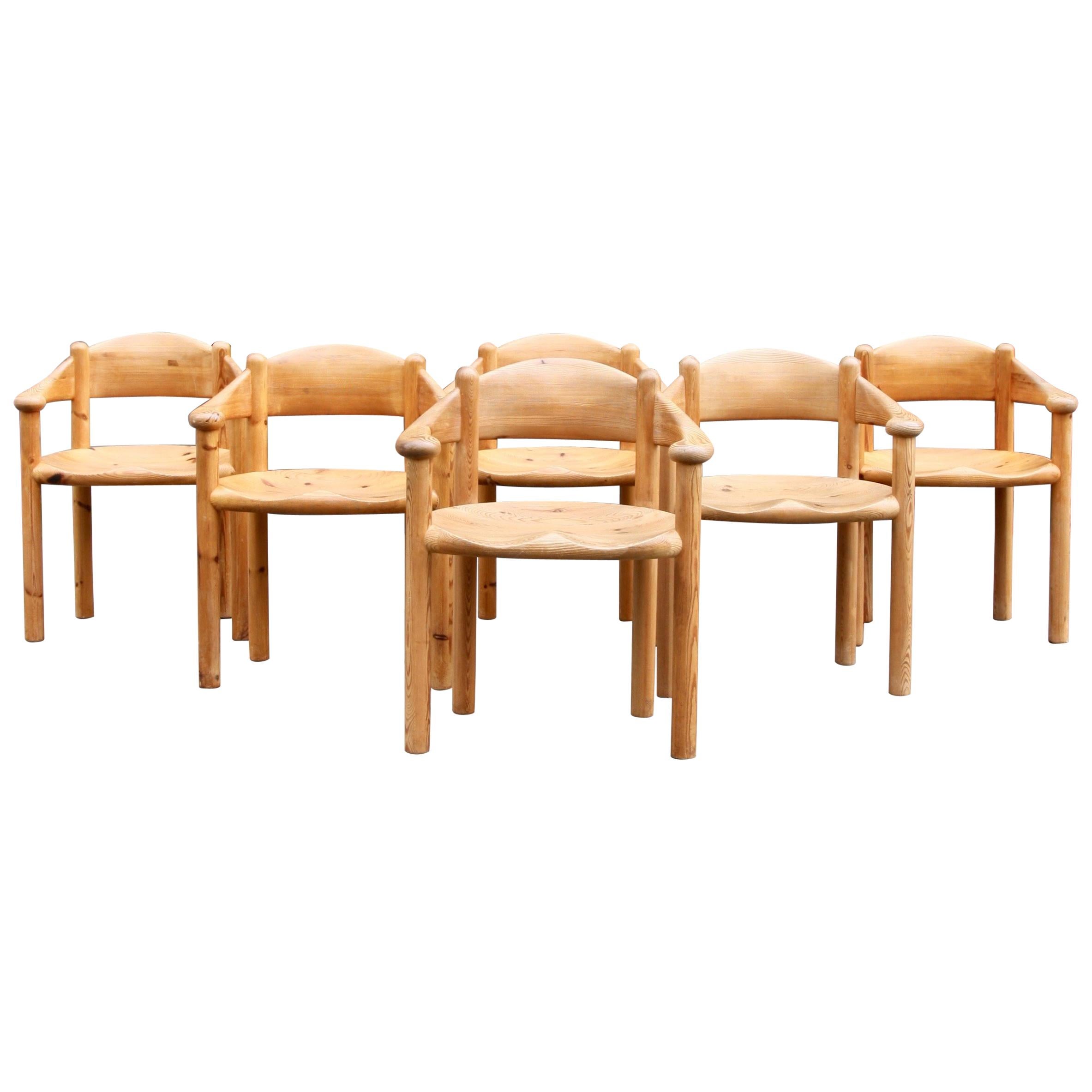 Six 1970s Solid Pine Carver Chairs by Rainer Daumiller for Hirtshals Savværk